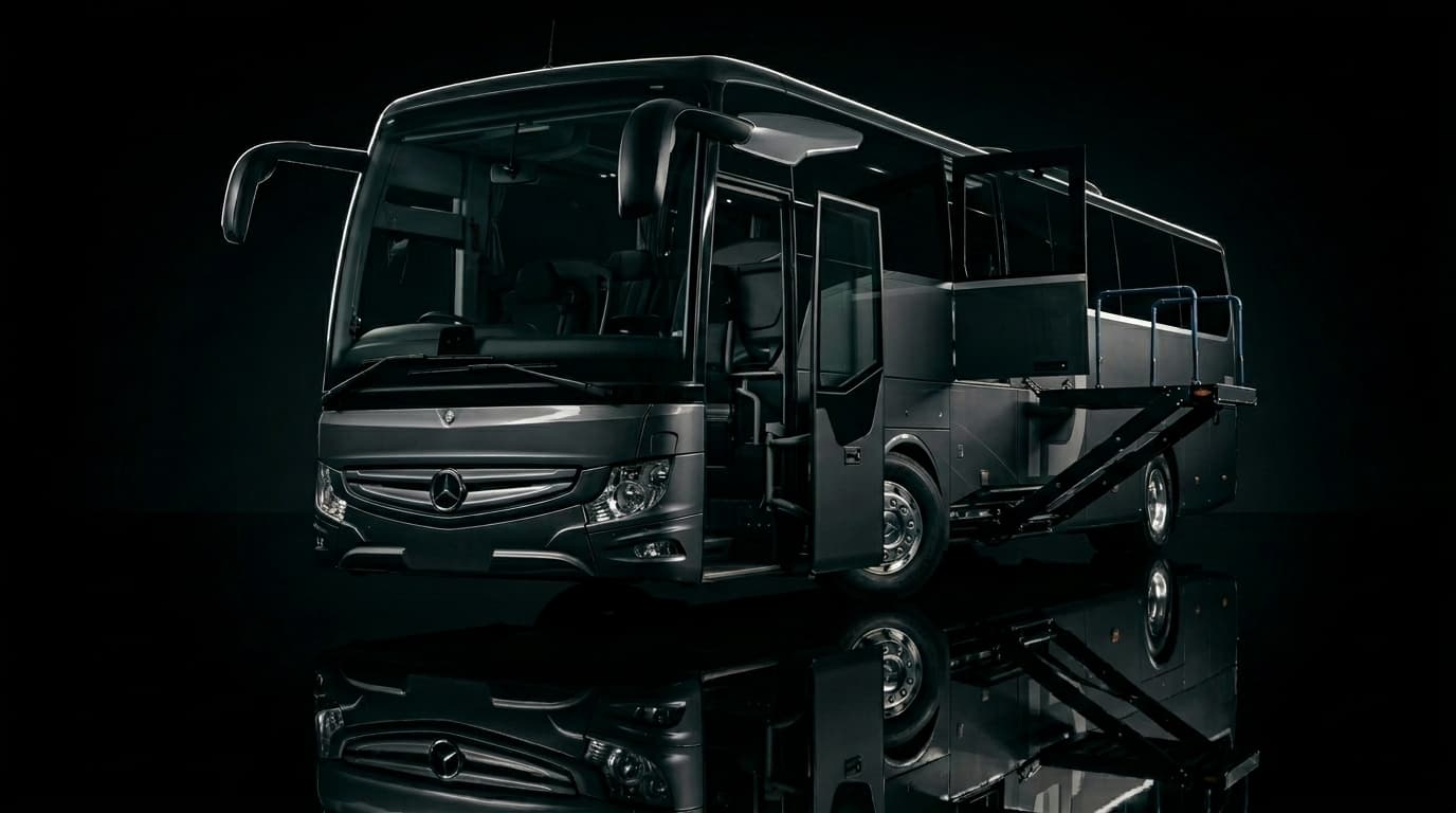 Mercedes-Benz Tourismo (53-Seater Executive Coach) hire UK — luxury supercar